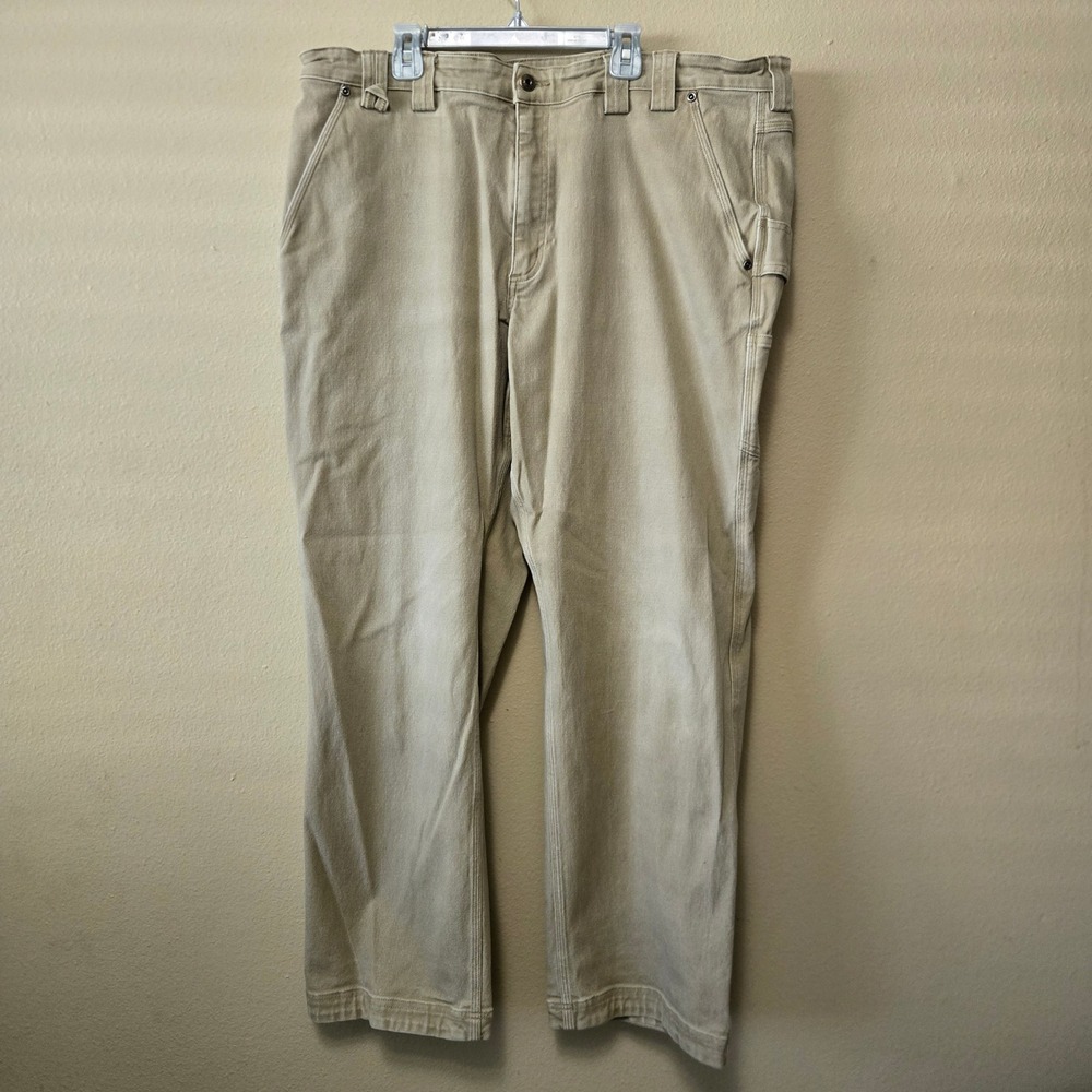 Duluth Trading Co Burly Flex Fire Hose Work Pants Khaki Tan 42x32 Mens Cargo